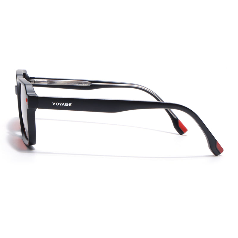 Cyrus 53 | Black Rectangle Polarized Sunglasses | Red Lens - PMG7942