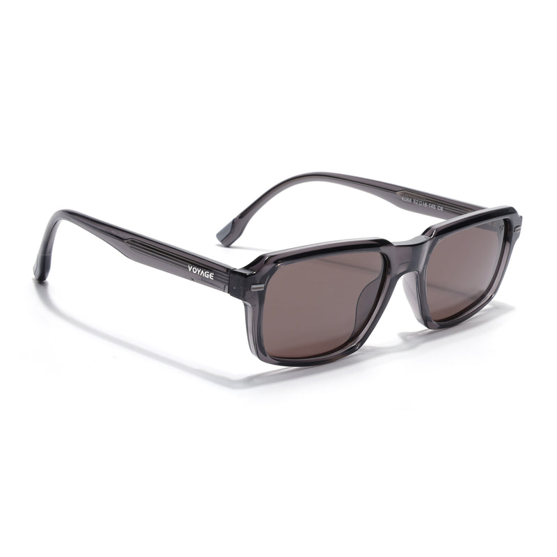 Cyrus 52 | Grey Rectangle Polarized Sunglasses | Black Lens - PMG7890