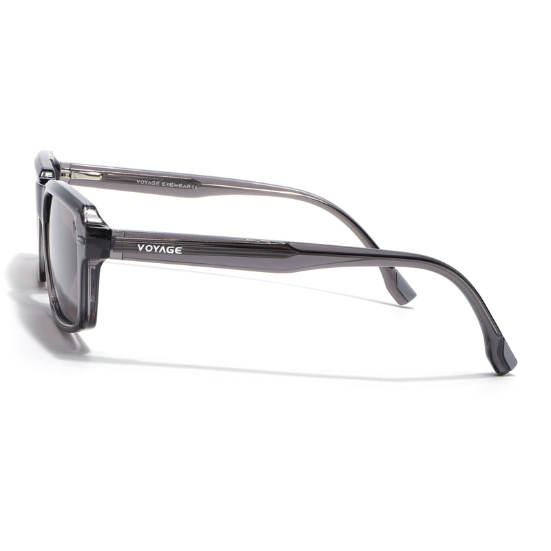 Cyrus 52 | Grey Rectangle Polarized Sunglasses | Black Lens - PMG7890