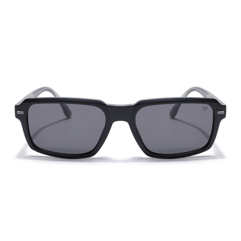 Cyrus 52 | Black Rectangle Polarized Sunglasses | Black Lens - PMG7891