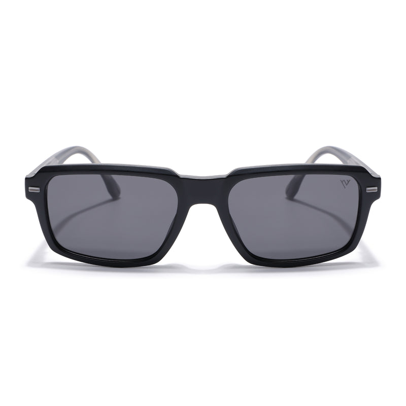 Cyrus 52 | Black Rectangle Polarized Sunglasses | Black Lens - PMG7891