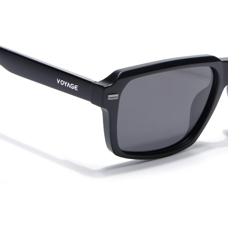 Cyrus 52 | Black Rectangle Polarized Sunglasses | Black Lens - PMG7891