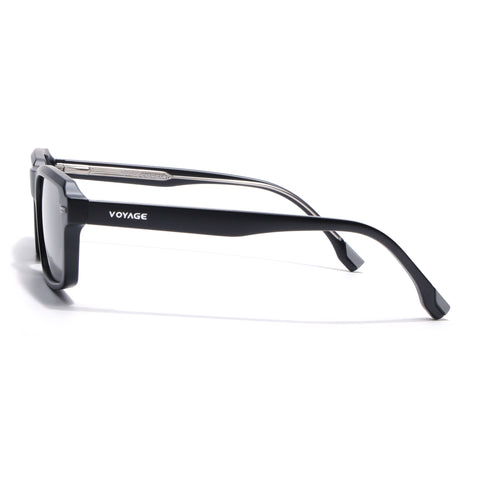 Cyrus 52 | Black Rectangle Polarized Sunglasses | Black Lens - PMG7891