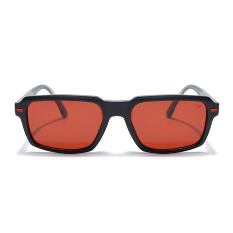 Cyrus 52 | Black Rectangle Polarized Sunglasses | Red Lens - PMG7892