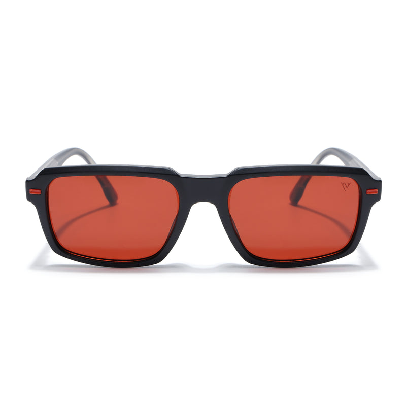 Cyrus 52 | Black Rectangle Polarized Sunglasses | Red Lens - PMG7892