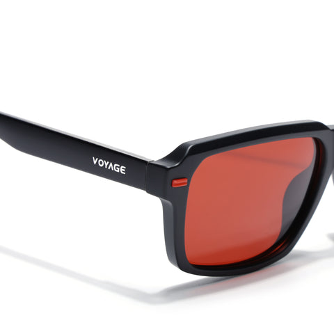 Cyrus 52 | Black Rectangle Polarized Sunglasses | Red Lens - PMG7892