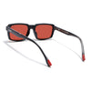 Cyrus 52 | Black Rectangle Polarized Sunglasses | Red Lens - PMG7892