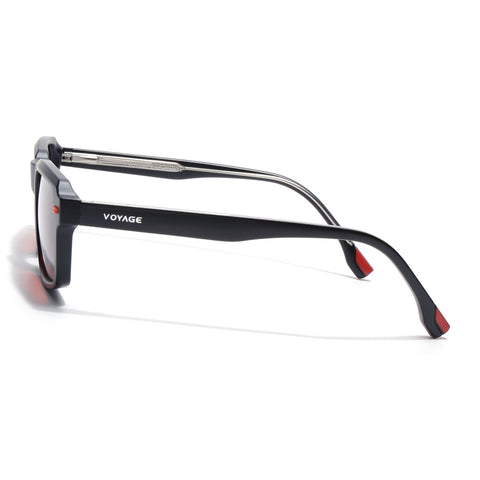 Cyrus 52 | Black Rectangle Polarized Sunglasses | Red Lens - PMG7892