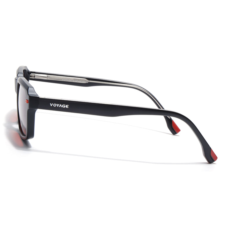 Cyrus 52 | Black Rectangle Polarized Sunglasses | Red Lens - PMG7892