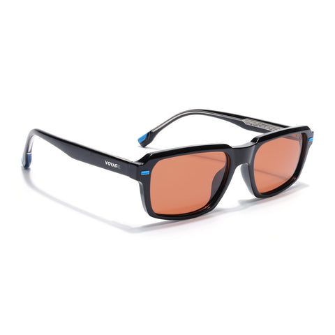 Cyrus 52 | Black Rectangle Polarized Sunglasses | Orange Lens - PMG7893