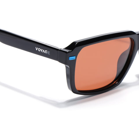Cyrus 52 | Black Rectangle Polarized Sunglasses | Orange Lens - PMG7893
