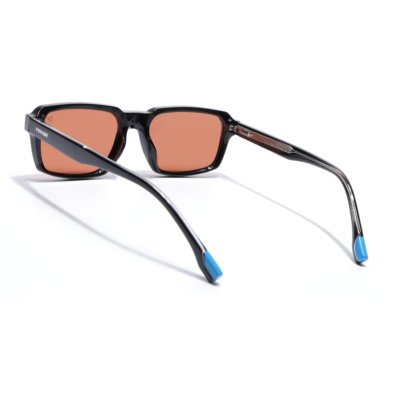Cyrus 52 | Black Rectangle Polarized Sunglasses | Orange Lens - PMG7893