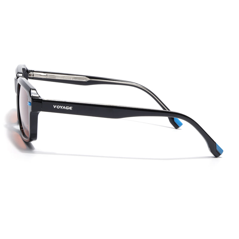 Cyrus 52 | Black Rectangle Polarized Sunglasses | Orange Lens - PMG7893