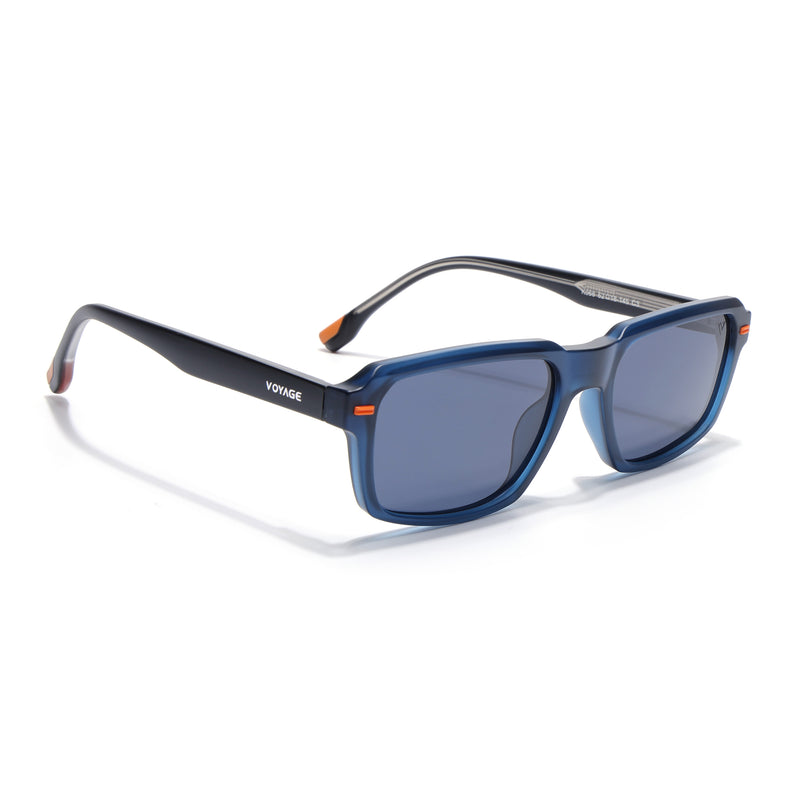 Cyrus 52 | Blue Rectangle Polarized Sunglasses | Blue Lens - PMG7894