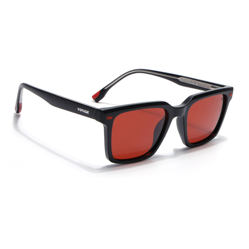 Cyrus 51 | Black Wayfarer Polarized Sunglasses | Red Lens - PMG7856