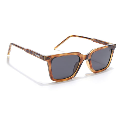 Wayfarer Polarized Sunglasses for Men & Women (Black Lens | Demi Brown Frame - PMG7873)