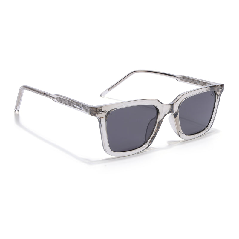 Wayfarer Polarized Sunglasses for Men & Women (Black Lens | Grey Frame - PMG7875)