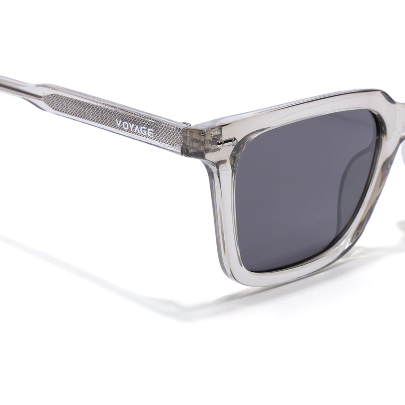 Wayfarer Polarized Sunglasses for Men & Women (Black Lens | Grey Frame - PMG7875)