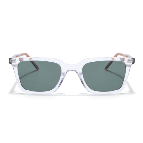 Wayfarer Polarized Sunglasses for Men & Women (Green Lens | Transparent Frame - PMG7877)
