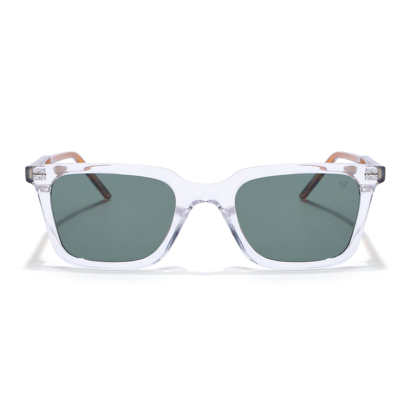 Wayfarer Polarized Sunglasses for Men & Women (Green Lens | Transparent Frame - PMG7877)