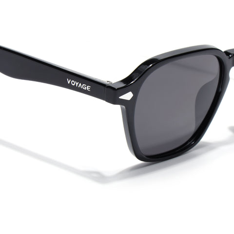 Wayfarer Polarized Sunglasses for Men & Women (Black Lens | Black Frame - PMG7971)