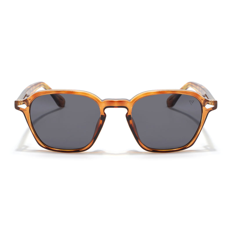 Wayfarer Polarized Sunglasses for Men & Women (Black Lens | Brown Frame - PMG7973)