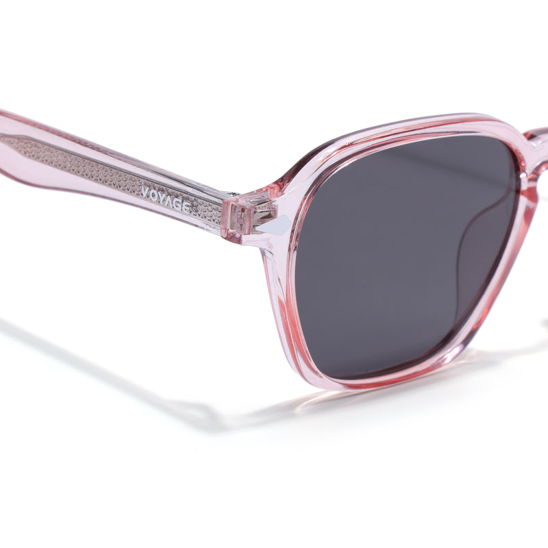 Wayfarer Polarized Sunglasses for Men & Women (Black Lens | Pink Frame - PMG7975)