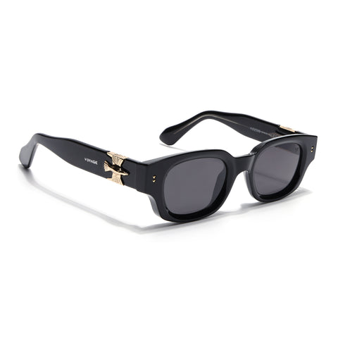 Shyen |Black Rectangle Polarized Sunglasses | Black Lens - PMG7849