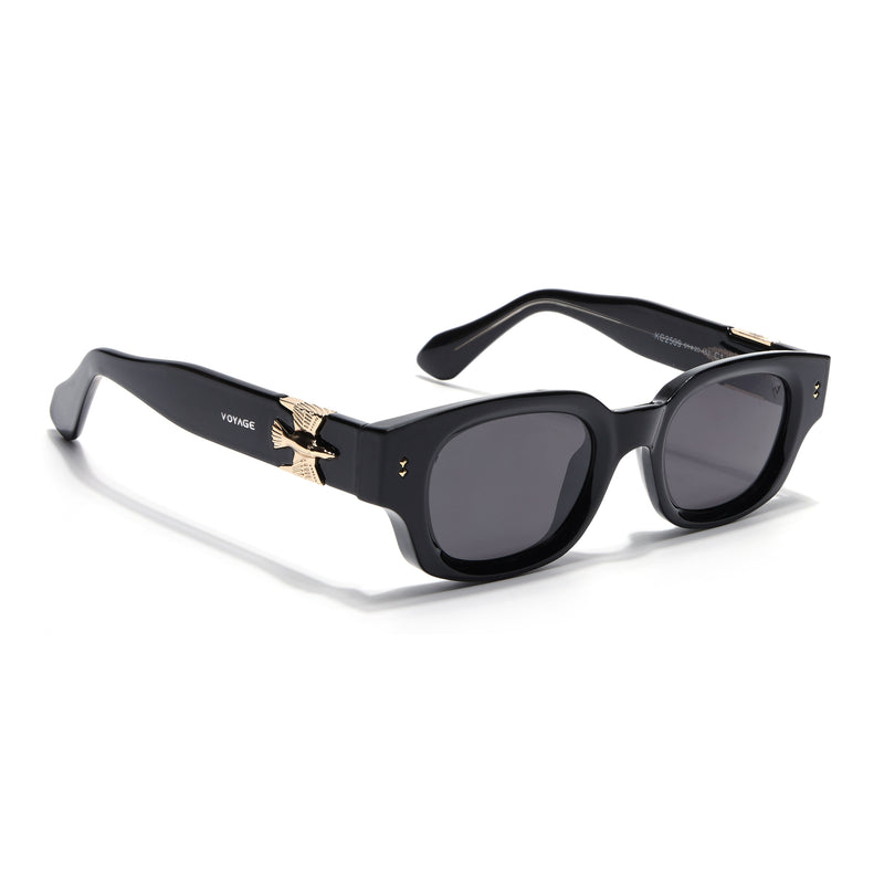 Shyen |Black Rectangle Polarized Sunglasses | Black Lens - PMG7849