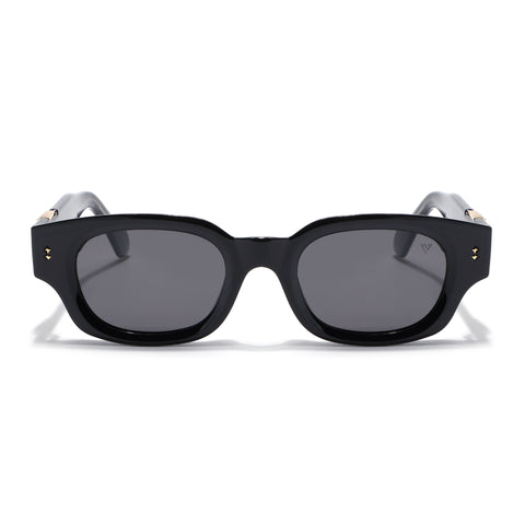 Shyen |Black Rectangle Polarized Sunglasses | Black Lens - PMG7849