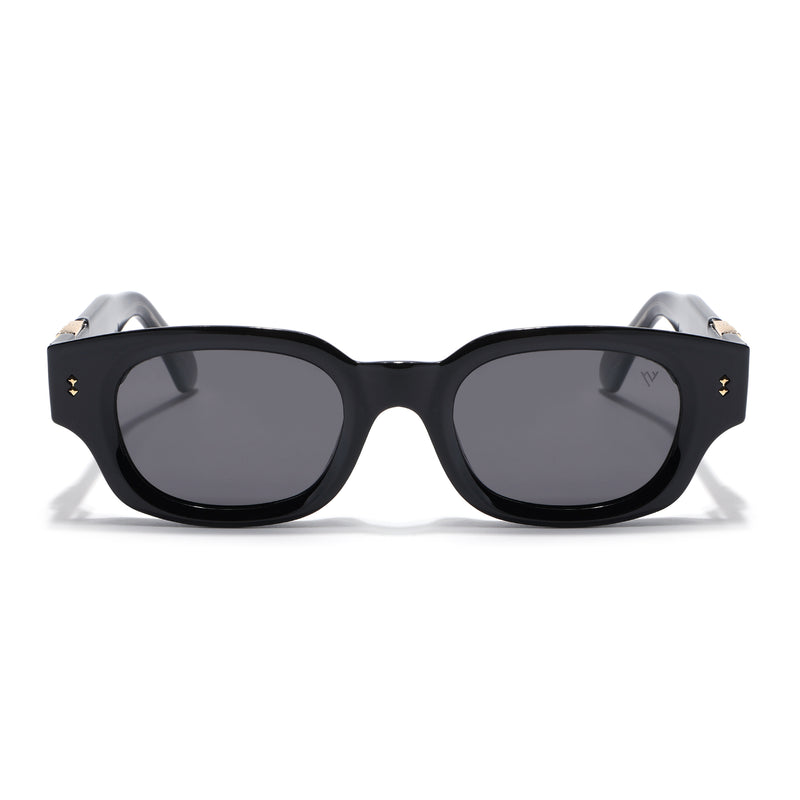 Shyen |Black Rectangle Polarized Sunglasses | Black Lens - PMG7849