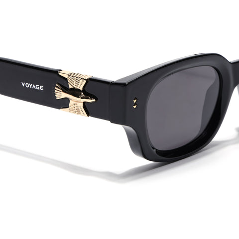 Shyen |Black Rectangle Polarized Sunglasses | Black Lens - PMG7849