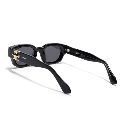 Shyen |Black Rectangle Polarized Sunglasses | Black Lens - PMG7849