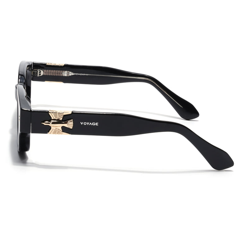 Shyen |Black Rectangle Polarized Sunglasses | Black Lens - PMG7849