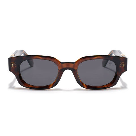 Shyen | Demi Brown Rectangle Polarized Sunglasses | Black Lens - PMG7850
