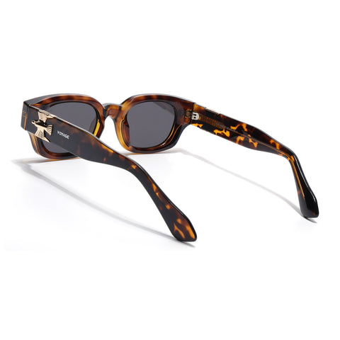 Shyen | Demi Brown Rectangle Polarized Sunglasses | Black Lens - PMG7850