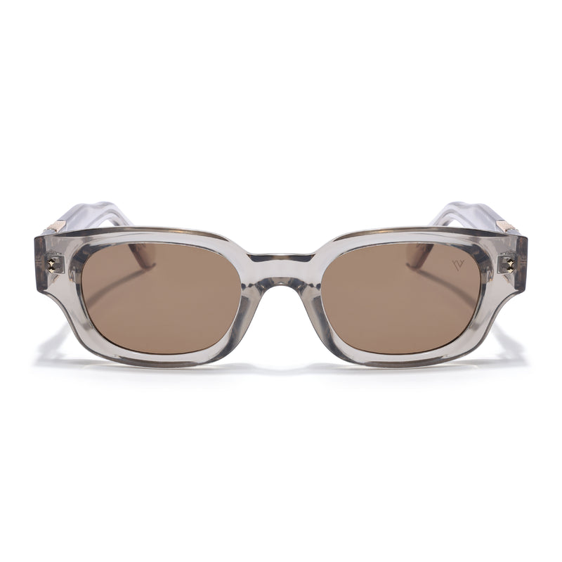 Shyen | Grey Rectangle Polarized Sunglasses | Brown Lens - PMG7852