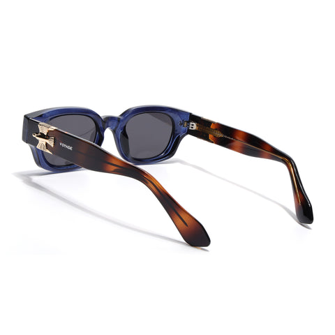 Shyen | Blue Rectangle Polarized Sunglasses | Black Lens - PMG7853