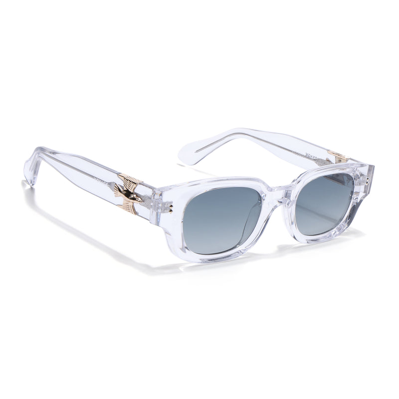 Shyen | Transparent Rectangle Polarized Sunglasses | Green Lens - PMG7854