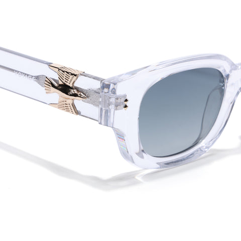 Shyen | Transparent Rectangle Polarized Sunglasses | Green Lens - PMG7854