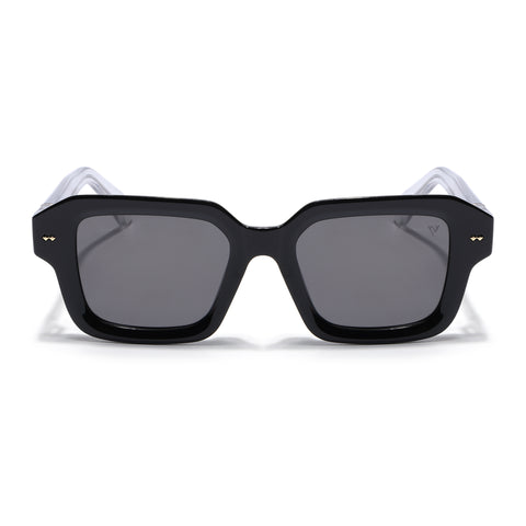 Square Polarized Sunglasses for Men & Women (Black Lens | Black Frame - PMG7965)