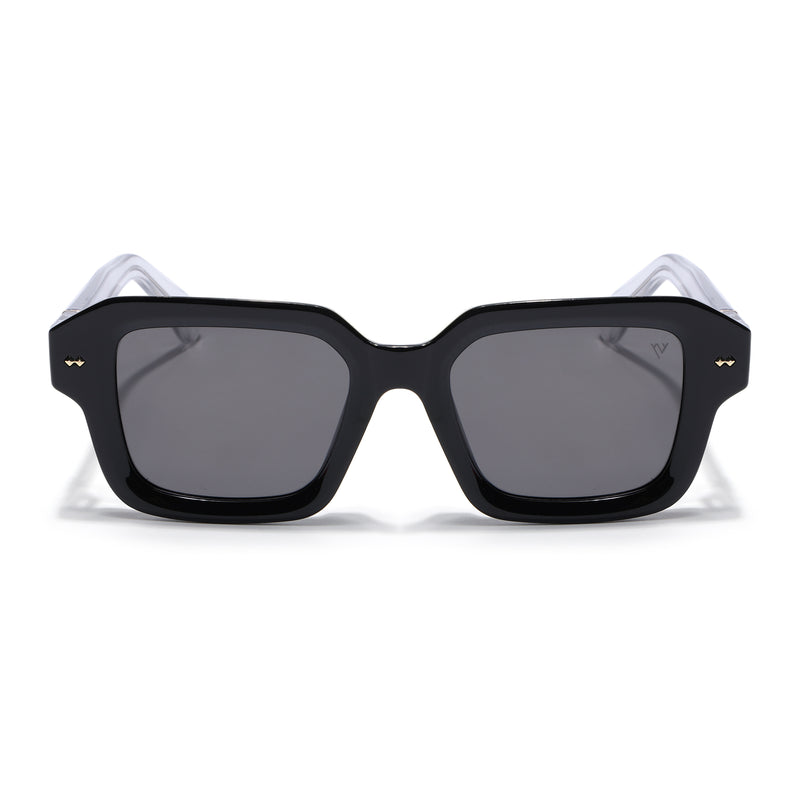 Square Polarized Sunglasses for Men & Women (Black Lens | Black Frame - PMG7965)