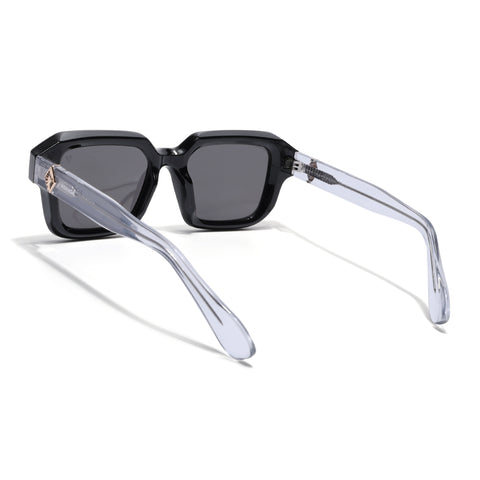 Square Polarized Sunglasses for Men & Women (Black Lens | Black Frame - PMG7965)
