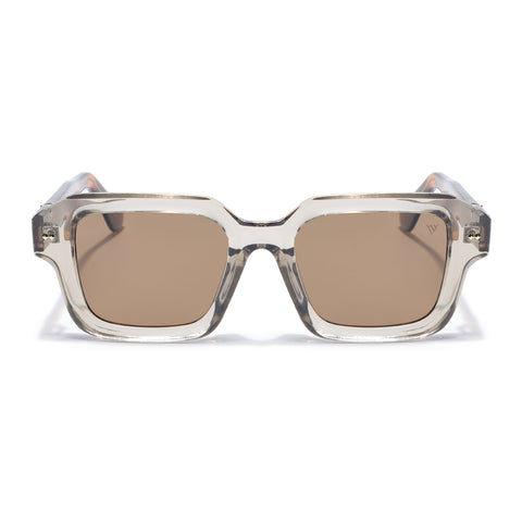 Square Polarized Sunglasses for Men & Women (Brown Lens | Brown Frame - PMG7968)