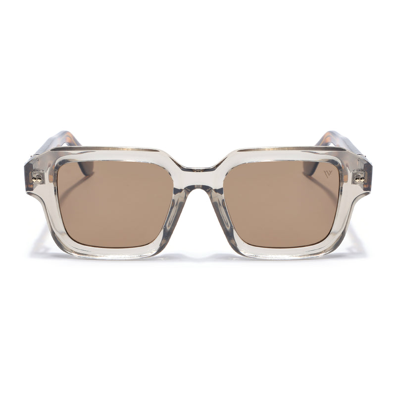 Square Polarized Sunglasses for Men & Women (Brown Lens | Brown Frame - PMG7968)