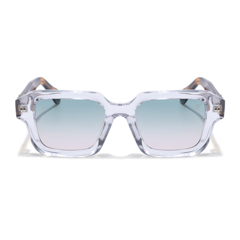 Square Polarized Sunglasses for Men & Women (Olive Lens | Transparent Frame - PMG7970)