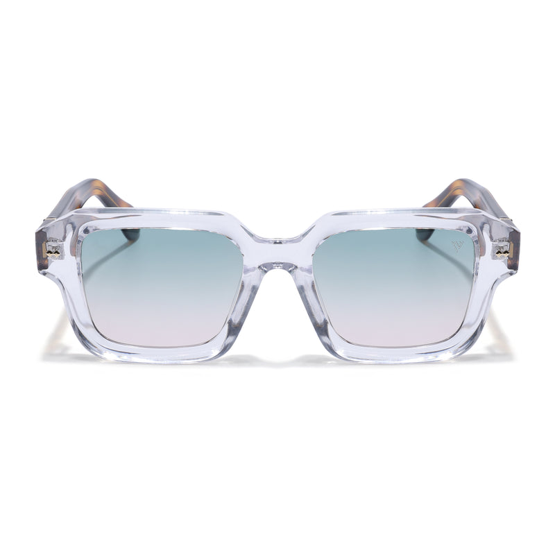 Square Polarized Sunglasses for Men & Women (Olive Lens | Transparent Frame - PMG7970)