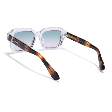 Square Polarized Sunglasses for Men & Women (Olive Lens | Transparent Frame - PMG7970)