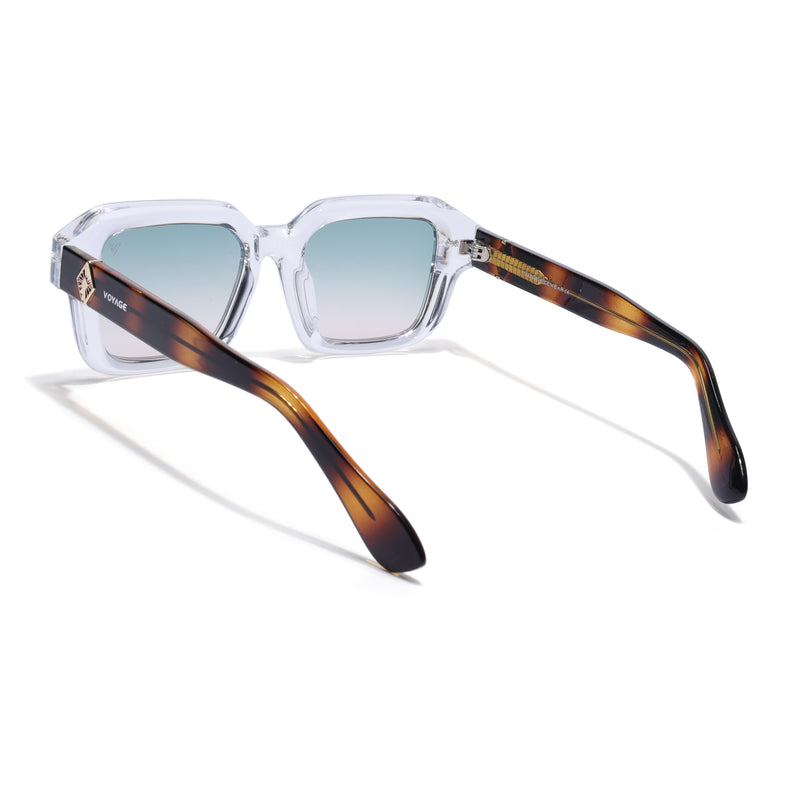 Square Polarized Sunglasses for Men & Women (Olive Lens | Transparent Frame - PMG7970)