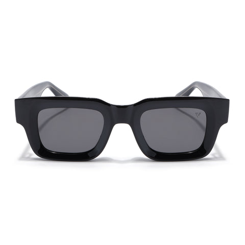 Rectangle Polarized Sunglasses for Men & Women (Black Lens | Black Frame - PMG7953)